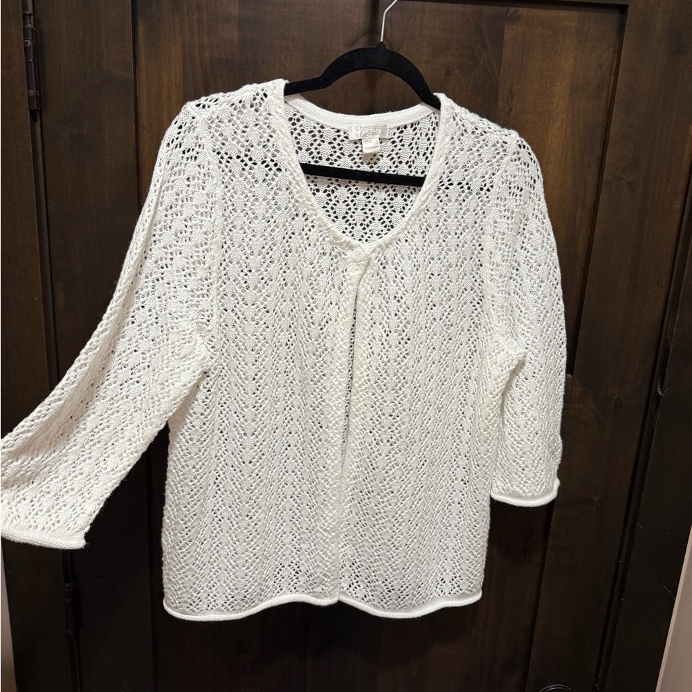 Christopher Banks NWOT XL ladies 3/4 length sleeve White Knit Women's Top